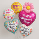 Mother's Day balloons in heart and flower shapes with floral prints