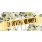 Memorial ribbon over a floral background