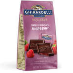 Box of Ghirardelli dark chocolate raspberry squares