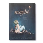 Book cover with the title "maybe" and an illustrated girl sitting among flowers