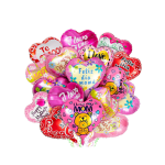 Cluster of heart-shaped printed balloons with Mother’s Day and love messages