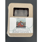 Box of salted caramel chocolates in kraft packaging