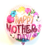 Round balloon with "Happy Mother's Day" text and colorful flowers