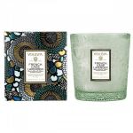 Two Voluspa French Cade Lavender candles in decorative glass jars