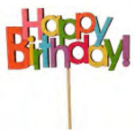 Colorful "Happy Birthday" pick on a stick