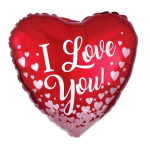 Red heart-shaped balloon with "I Love You!" text and pink hearts