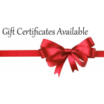 Red ribbon bow with gift certificates available text