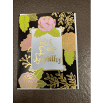 Sympathy card with gold floral accents and the words "With Deep Sympathy"