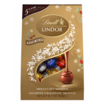 Box of Lindt assorted chocolate truffles with a holiday design