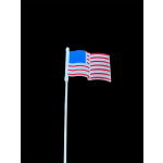 Small plastic American flag on a white stick against a black background