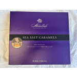 Purple box of sea salt caramels with a chocolate image on the front