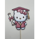 Hello Kitty graduation topper holding a diploma