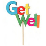 Colorful "Get Well" pick on a stick