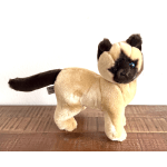 Plush cat figurine with tan fur and dark face and tail
