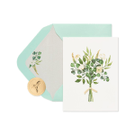 Floral greeting card with a bouquet illustration and mint envelope