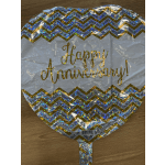 Round foil balloon with "Happy Anniversary!" text