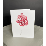 Greeting card with a red balloon bouquet illustration