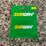 Subway gift card on a green card backing