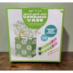 Paint-your-own ceramic vase kit with brushes and paint pots