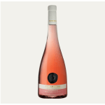 Bottle of rosé wine with a pink label