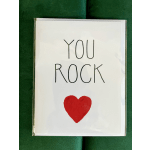 Greeting card with the words "YOU ROCK" and a red heart