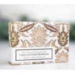 Decorative soap box with floral pattern and label