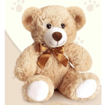 Plush teddy bear with a satin bow