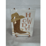 Cowboy-themed greeting card with the word "Howdy!"