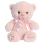 Pink teddy bear with a ribbon bow