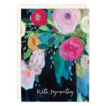 Sympathy card with colorful painted flowers and the words "With sympathy"