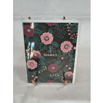 Floral thank-you card with pink flowers and teal leaves