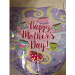 Mother's Day balloon with colorful teacups on a purple background