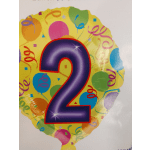 Number 2 balloon with colorful party graphics