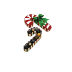 Candy cane-shaped box of assorted chocolates with a green ribbon