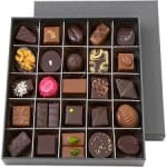 Box of assorted chocolates in a divided gift box