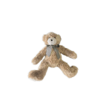 Plush teddy bear with a checkered ribbon bow