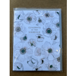 Floral wedding card with white flowers and the words "Congrats on your wedding"