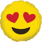 Yellow heart-eyes emoji balloon with a smiling face