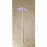 Purple "Get Well Soon" cake topper on a white stick