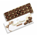 Box of assorted chocolates in a white gift box