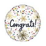 Round confetti balloon with the word "Congrats!"