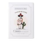 Box of shortbread butter cookies with illustrated skeleton and cactus label
