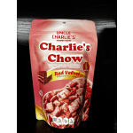 Pink bag of Uncle Charlie's Charlie's Chow red velvet snack mix