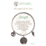 Earth Angel bracelet card with tree charms and a strength message