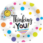 Round balloon with a smiling flower and the words Thinking of You