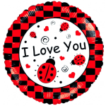 Round balloon with ladybugs and the words I Love You