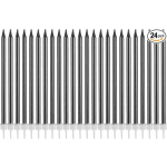 Pack of black taper candles with white holders