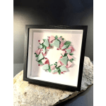 #A088 - Framed Pink & Green Tumbled Glass Wreath