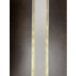 White ribbon with gold and silver decorative borders