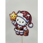 Hello Kitty holiday cutout holding a star wand and gift